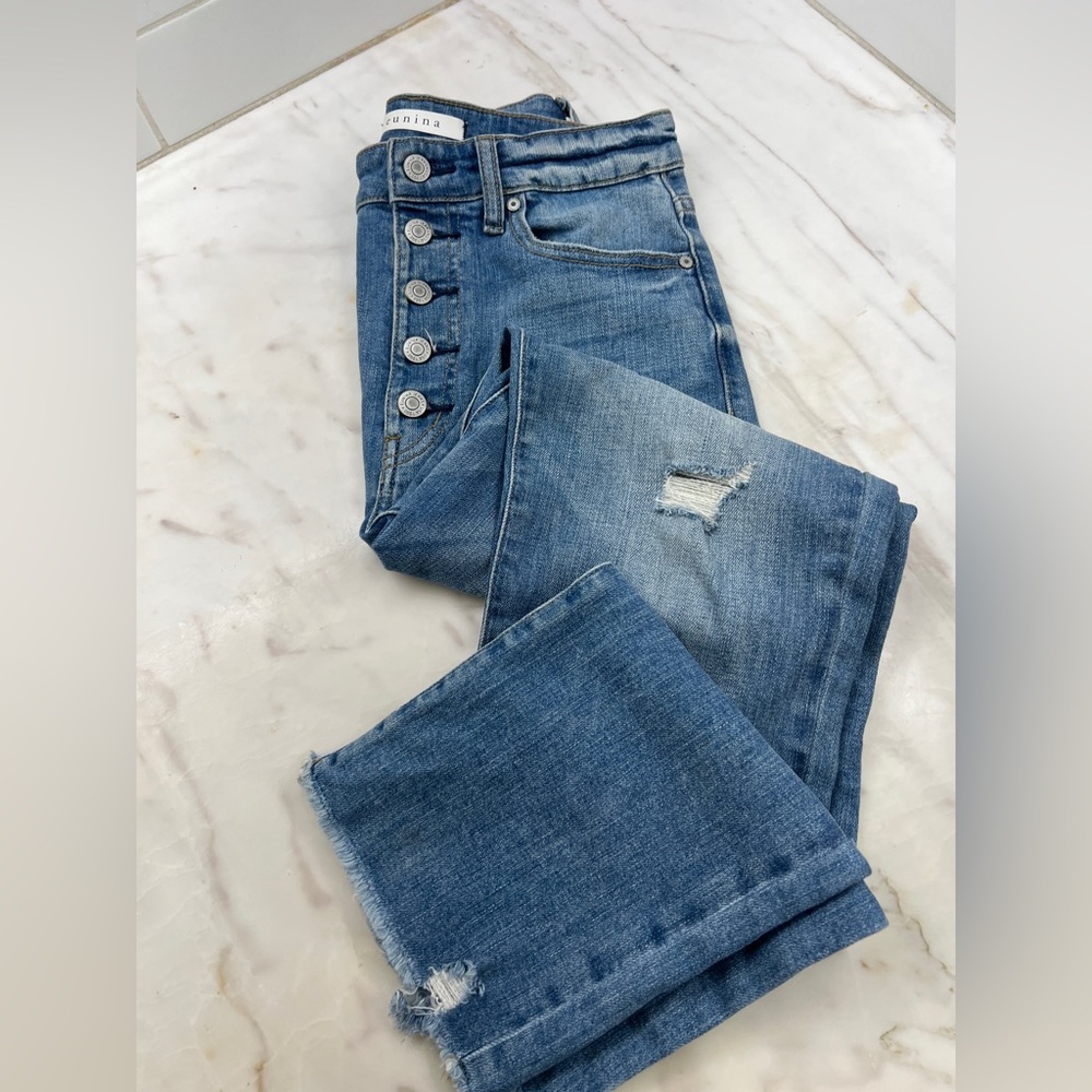Eunina 👖 ALLY Ultra High Rise straight crop Button-fly Jeans 👖NWOT Junior Sz 5